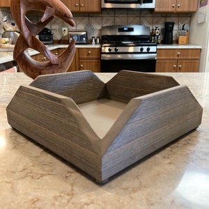 Solid Wood Napkin Holder.  Easy access from all 4 corners. Now available in Solid Rosewood, Walnut, Cherry and Oak.