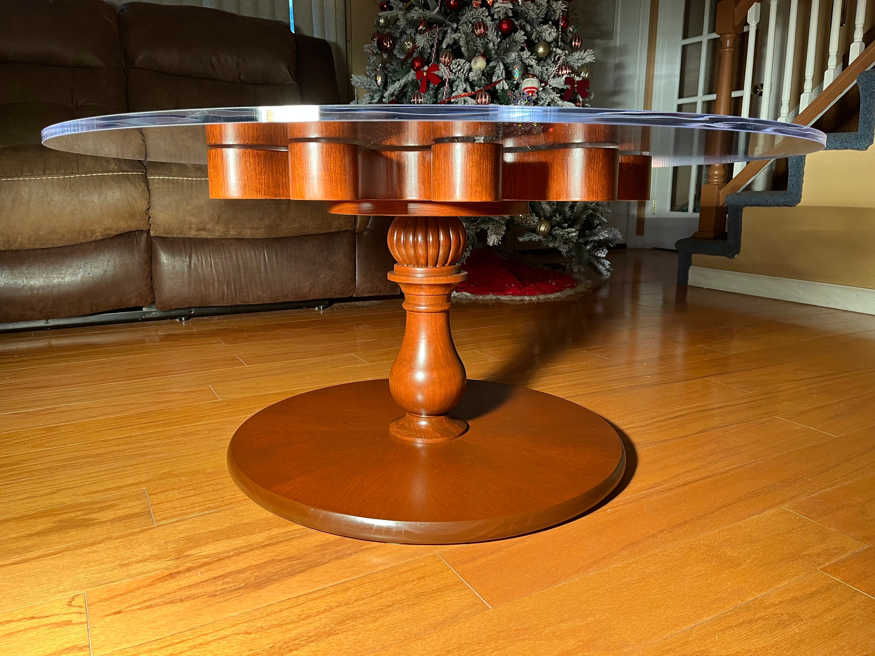 Wood Coffee Table With Circular Glass Top. Round Wood Coffee Table With