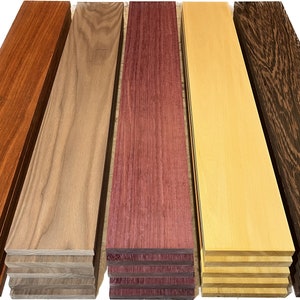 1/2”x4”x24” Premium Padauk, Purpleheart, Wenge, Walnut, Yellowheart, 5 pcs. laser cutting, cnc, engraving, Hardwood thins Ships 1 day
