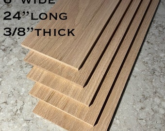 3/8”x 6”x24” solid Red Oak hardwood,laser cutting, cnc, engraving and scroll saw cutting. Thin wood. Ships 1 day
