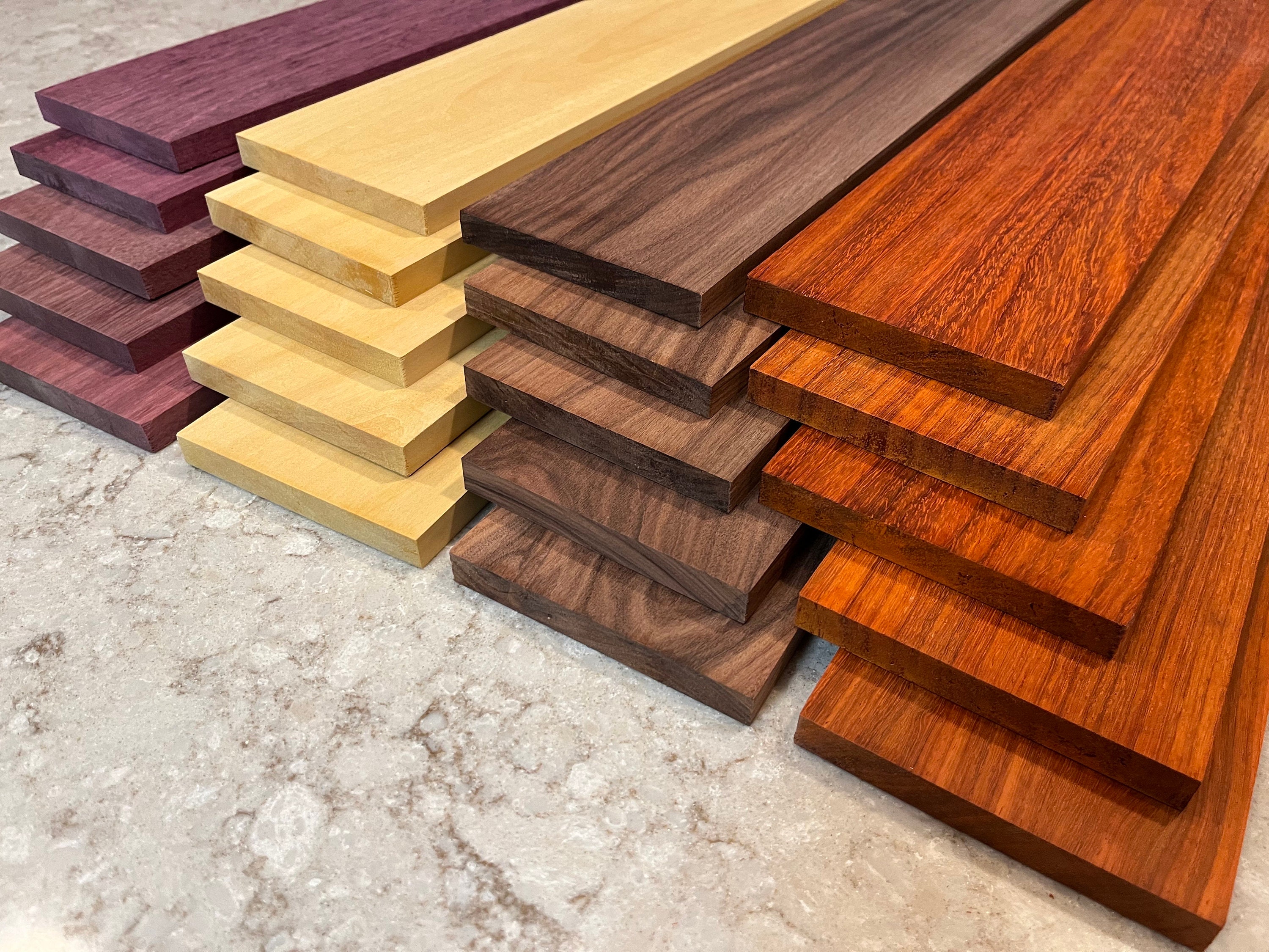 Exotic Wood Zones Combo Pack Of Padauk Cherry Walnut Assorted Wood Thin Stock Wooden Craft Carving Scrolls Short Lumber Boards 3 8 X 2 X 12 15 Pcs