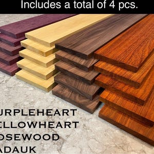 1/4”x4”x24” Exotic Rosewood Padauk Purpleheart Yellowheart