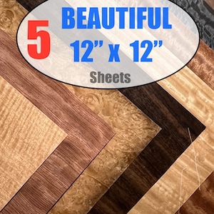 Exotic All Wood Veneer Sheets from around the world. Each pack contains 5 stunning 12”x 12” sheets of highly figured veneers. Ships 1 day