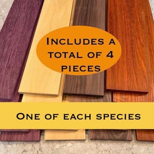 1/16 po. x 4 po. x 61 cm. Bois de rose exotique Padouk Purpleheart Yellowheart Bois durs massifs gravure au laser CNC Bois dur mince de qualité supérieure