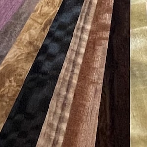 10 Exotic Highly Figured All Wood Veneer Sheets from around the world.  premium veneers. Ships 1 day.