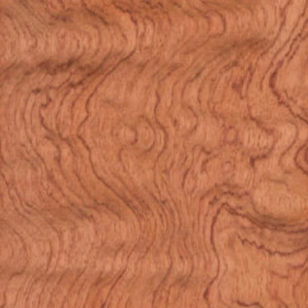 Chapa de madera cruda de Bubinga Kewazinga/Cascada, 30 cm de largo x 16,5 cm de ancho x 0,4 mm de grosor. (3 láminas) Calidad prémium.