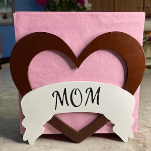 Wood napkin holder. Heart shaped napkin holder.
