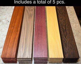 1/4”x4”x24” premium hardwood, Yellowheart, Purpleheart, Walnut, Padauk, Wenge, 5 pcs. cutting, engraving, scroll saw Ships 1 day