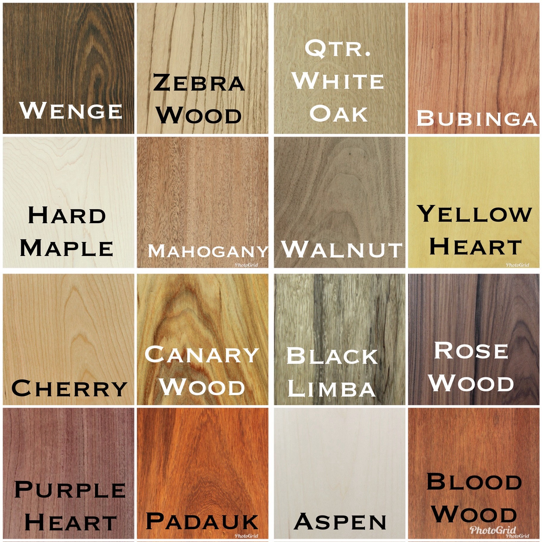 1/4”x6”x24” 16 Different Species Exotic and Domestic Solid