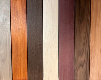 1/4”x4”x24” Exotic  Padauk, Purpleheart, Wenge, Walnut, Rosewood, Maple, Bubinga, cnc, scroll saw cutting  Hardwood thins Total of 7 Pieces