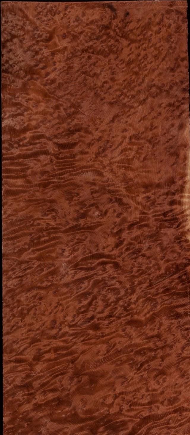 Redwood Burl raw all wood exotic veneer 12” wide x 29.5” long x 1/42” thick. Premium quality.