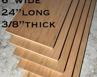 3/8”x6”x24” solid Cherry hardwood,laser cutting, cnc, engraving and scroll saw cutting. Thin craft wood. Ships 1 day