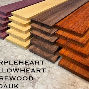 1/2”x4”x24” Premium Padauk, Maple, Rosewood, Purpleheart