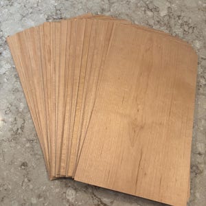 Maple All Wood Veneer Sheets. Each pack contains 6 sheets of premium wood veneers. Ships 1day.  Each sheet 7.5” wide x 12” long.