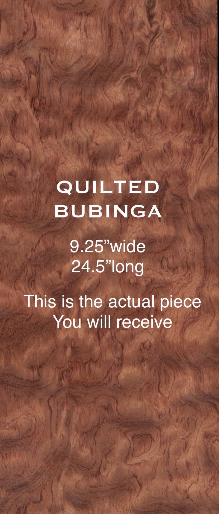 Quilted Bubinga raw all wood exotic veneer. 9.25”x24.5”x 1/42” Premium quality. Ships 1 day