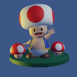 Super Mario Toad Figurine Collectable STL File for 3D printing. (Not physical Item! read description!)