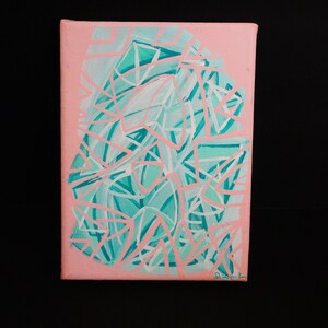 Small Abstract Painting | Pink and Blue | Acrylic on Canvas | 5x7 | Original Art | Wall Décor