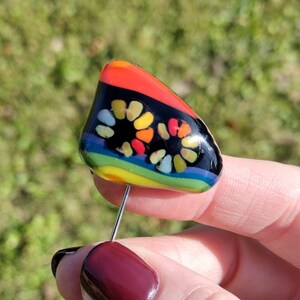 Rainbow flower Murrine glass pin