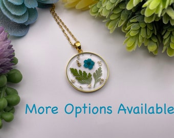 Real Flower Handmade Necklace, Pressed Resin Pendant Necklace, Wedding Birthday Gift,Dried Flower Resin, Birthday Gift, Mothers Day Gift