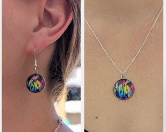 Rainbow Geometric Style  (Necklace, Earrings, Keychain) - Unique Jewelry - Custom Jewelry