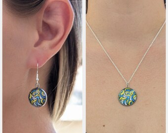 Wavy Necklace (Blue, Yellow and White)