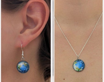 Earth  (Necklace, Earrings, Keychain) - Unique Jewelry - Custom Jewelry