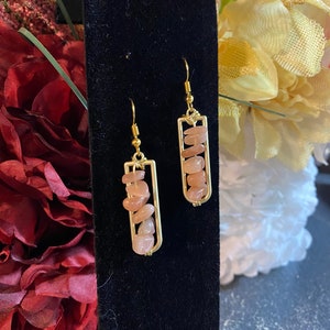 Peach colored quartz earrings