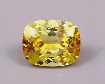 AAA Flawless 11.10Ct Ceylon Yellow Sapphire Cushion Cut | Certified Loose Gemstone 13.1x12x7.7mm | Jewelry & Ring Making Stone