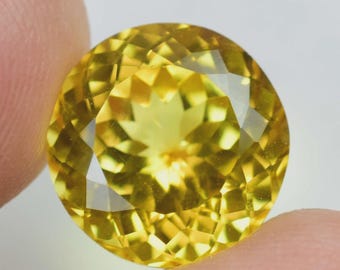 8.50Ct AAA+ Ceylon Yellow Sapphire | 11.8MM Round Cut Flawless Gem | Loose Stone for Ring , Pendant Jewelry Making | Luxury Precious Gift&quot;