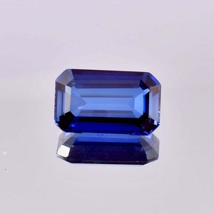 6.85 Ct AAA+ Rare Certified Arkansas Blue Benitoite Emerald Cut Loose Gemstone | Preciou Stone for Ring & Fine Jewelry Making 13.5x8.6x5.7mm