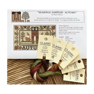 Seasonal Sampler - Autumn Cross Stitch Pattern With Thread Little House Needleworks
