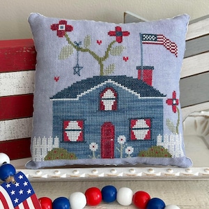 Patriotic House 2 by Emily Call Stitching
