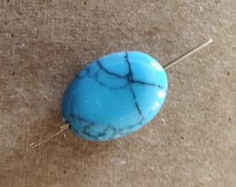 Needle Minder - BlueTurquoise Oval w/ needle hole