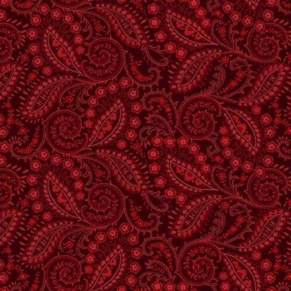 Quiet Grace - Swirled Paisley Cranberry - By Kim Diehl for Henry Glass Fabrics - Fabric Off the Bolt (Sizes in Description below)