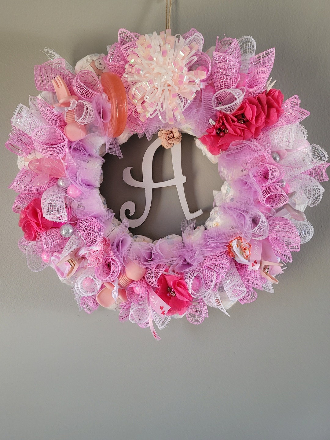 Diaper Wreath Girl Etsy