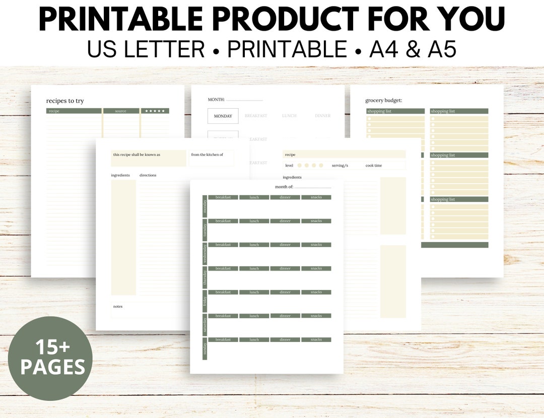 Meal Planner Printable Bundle - Etsy
