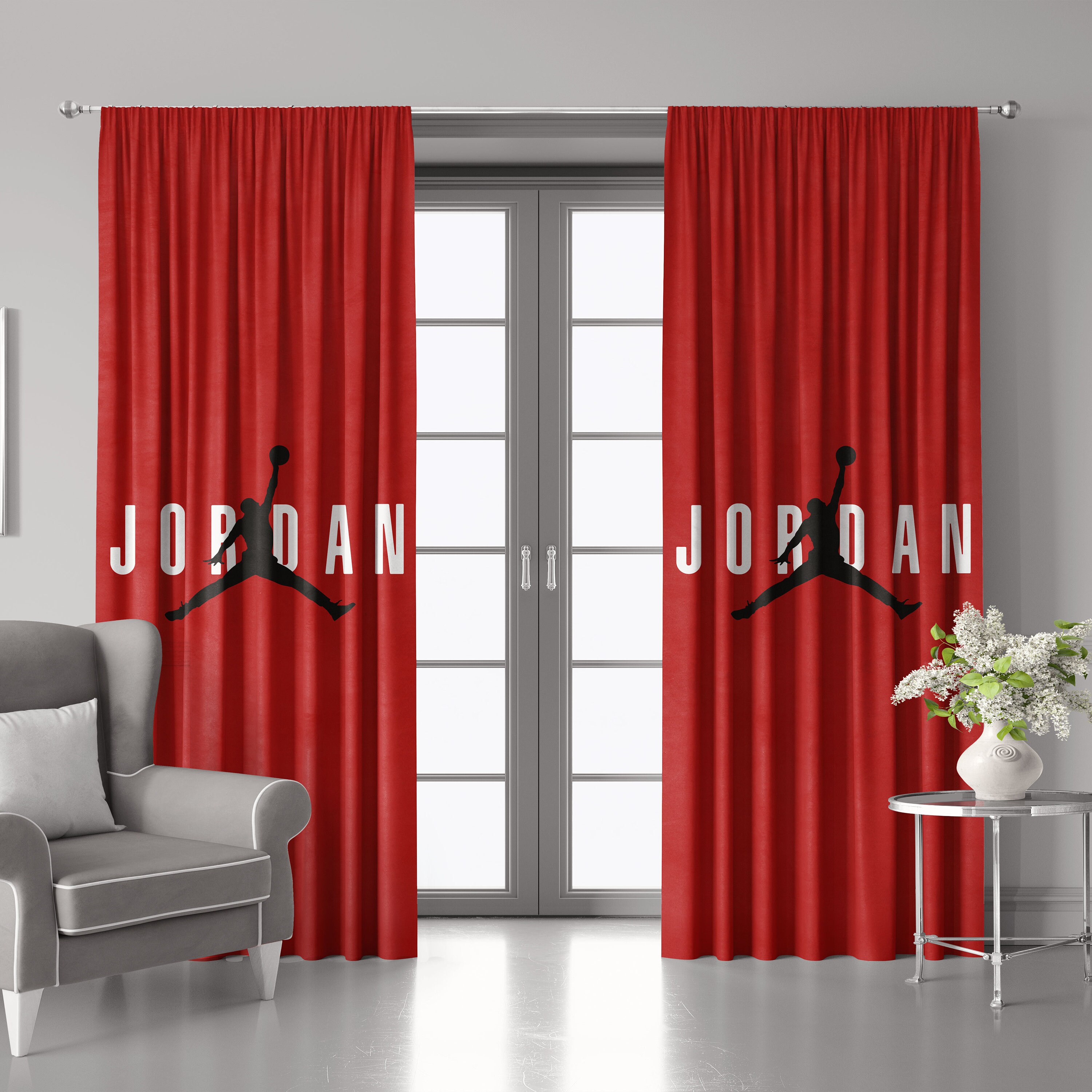 ジョーダンカーテン レッド ジョーダン カーテン、スニーカー カーテン、スニーカー ルーム