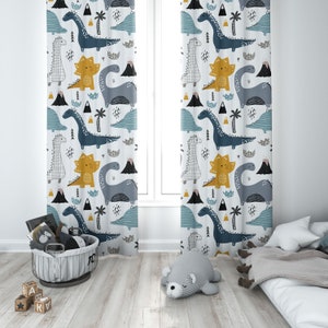 dinosaurs nursery curtain, boy&#39;s room, curtains for kids room, kids curtains, kids blackout curtains, girl&#39;s room, baby room curtains