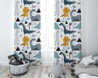 dinosaurs nursery curtain, boy&#39;s room, curtains for kids room, kids curtains, kids blackout curtains, girl&#39;s room, baby room curtains