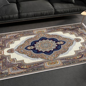 Neutral Turkish Rug, Muted Natural Medallion Oversized 10x14 9x12 8x10 Large Area Rugs Tribal Oriental Luxury for Bedroom Dining Living room