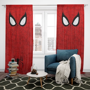 Spiderman Curtain, Superhero Logo Curtain, Spiderman Curtains Kids Room, Spiderman Birthday, Avengers Curtain, Spiderman Decor, Kids Gift