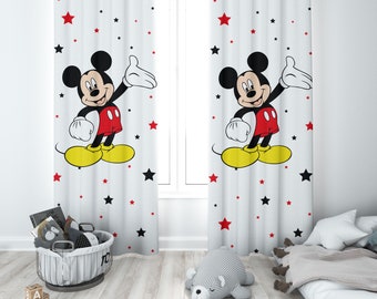mickey mouse nursery curtain, boy&#39;s room, curtains for kids room, kids curtains, kids blackout curtains, girl&#39;s room, baby room curtains