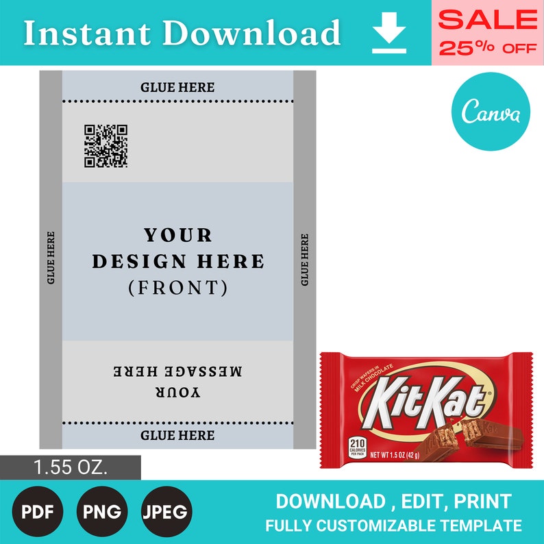 Kit Kat Wrapper Template Kit Kat Candy Wrapper Template Chip - Etsy