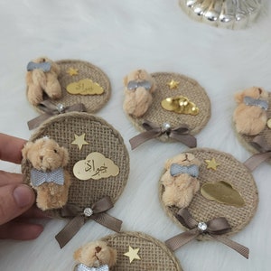Personalized Teddy Bear Baby Shower Favors: Burlap Party Gifts