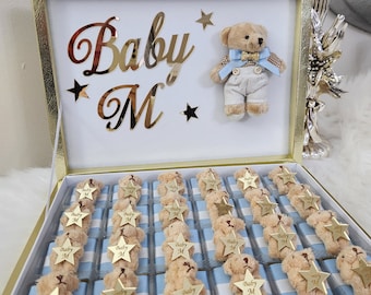 Custom Teddy Bear Chocolate Box – Muslim Baby Gift, Baby Shower Favor, Newborn Gift