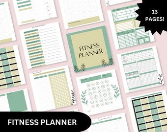 Fitness Planner Printable, Digital Printable PDF, Weight Loss Planner, Exercise Log, Self-care