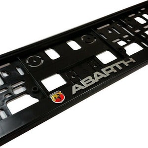 2x License number plate holders, surrounds, frames, for Fiat Abarth cars