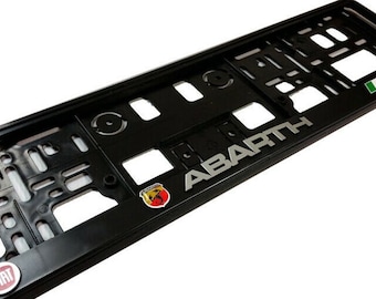 2x License number plate holders, surrounds, frames, for Fiat Abarth cars