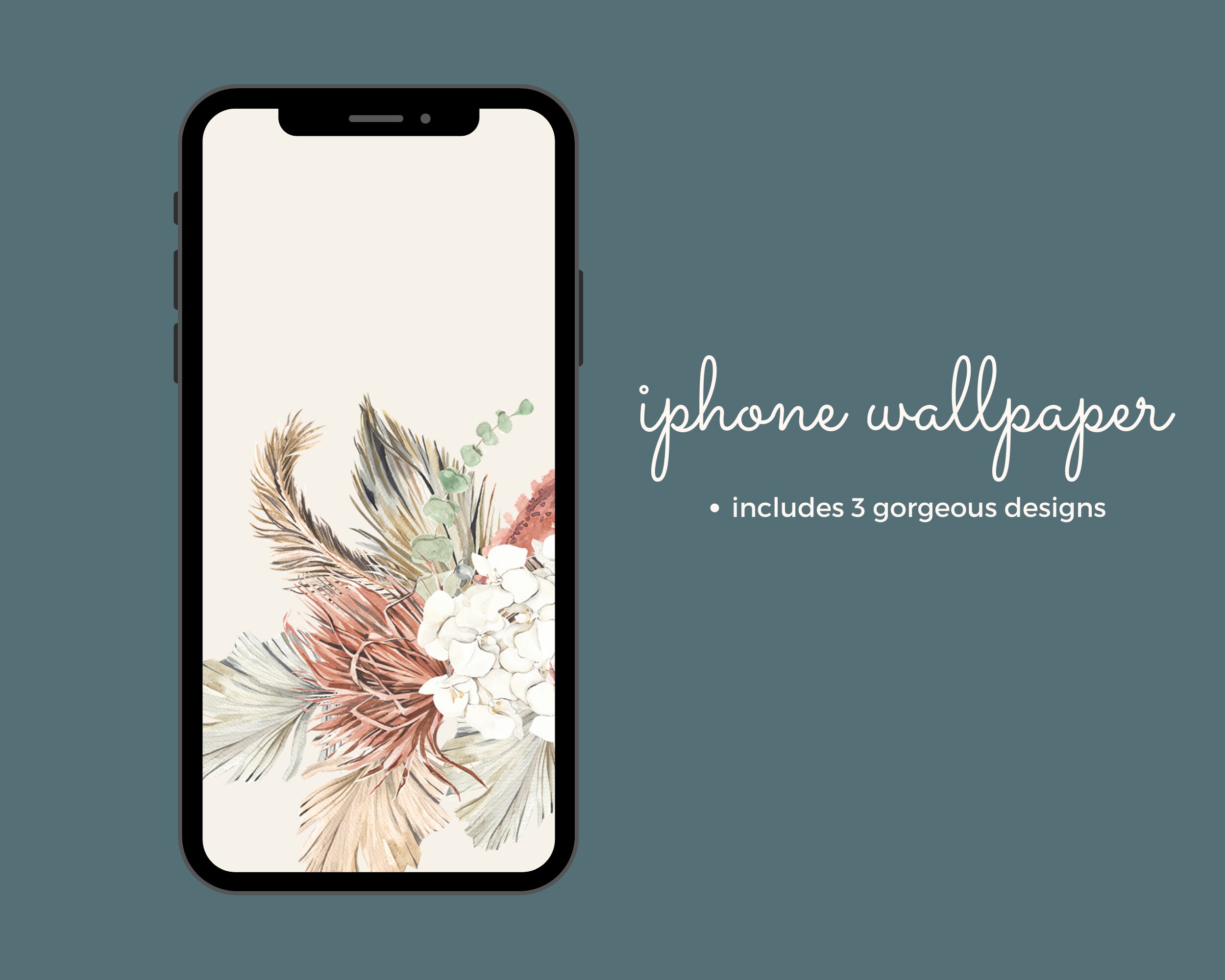 Boho iPhone Wallpaper, Modern Floral iPhone Wallpaper, Pretty iPhone