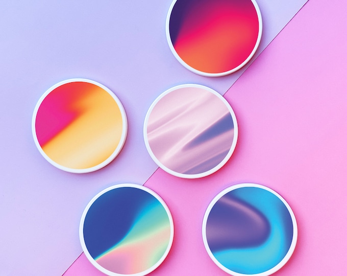 Grainy Gradient Ceramic Coasters - Bright Blurred Colourways - Soft Focus Chic - Secret Santa Gifts for Her - Y2K Homeware - Funky 2000s